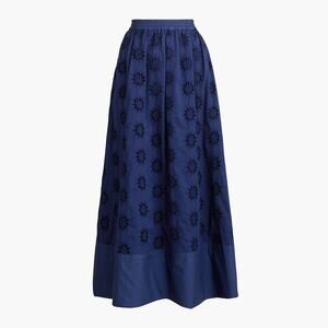 J. Crew Factory Women's Cotton Eyelet Midi Skirt BZ793 Antique Navy Size XL NWT